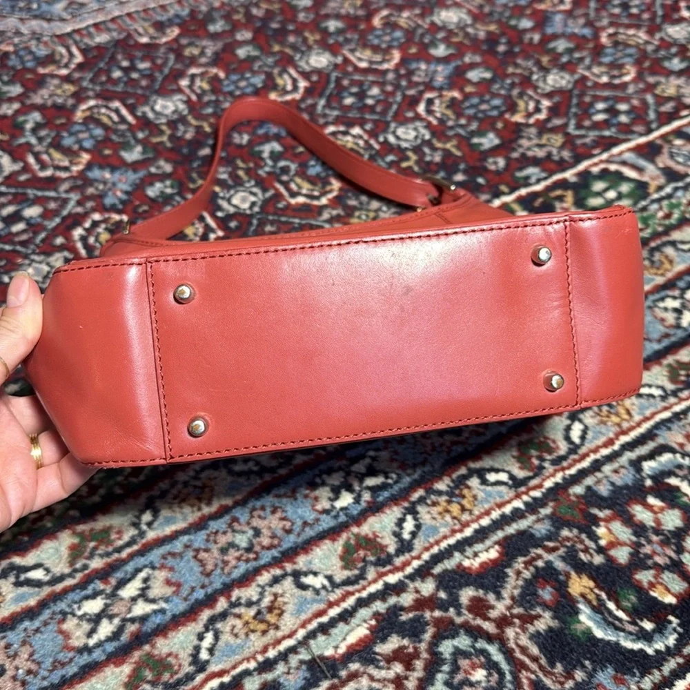 Vintage Talbots Leather Shoulder Handbag Brick Red Terracotta Genuine Leather